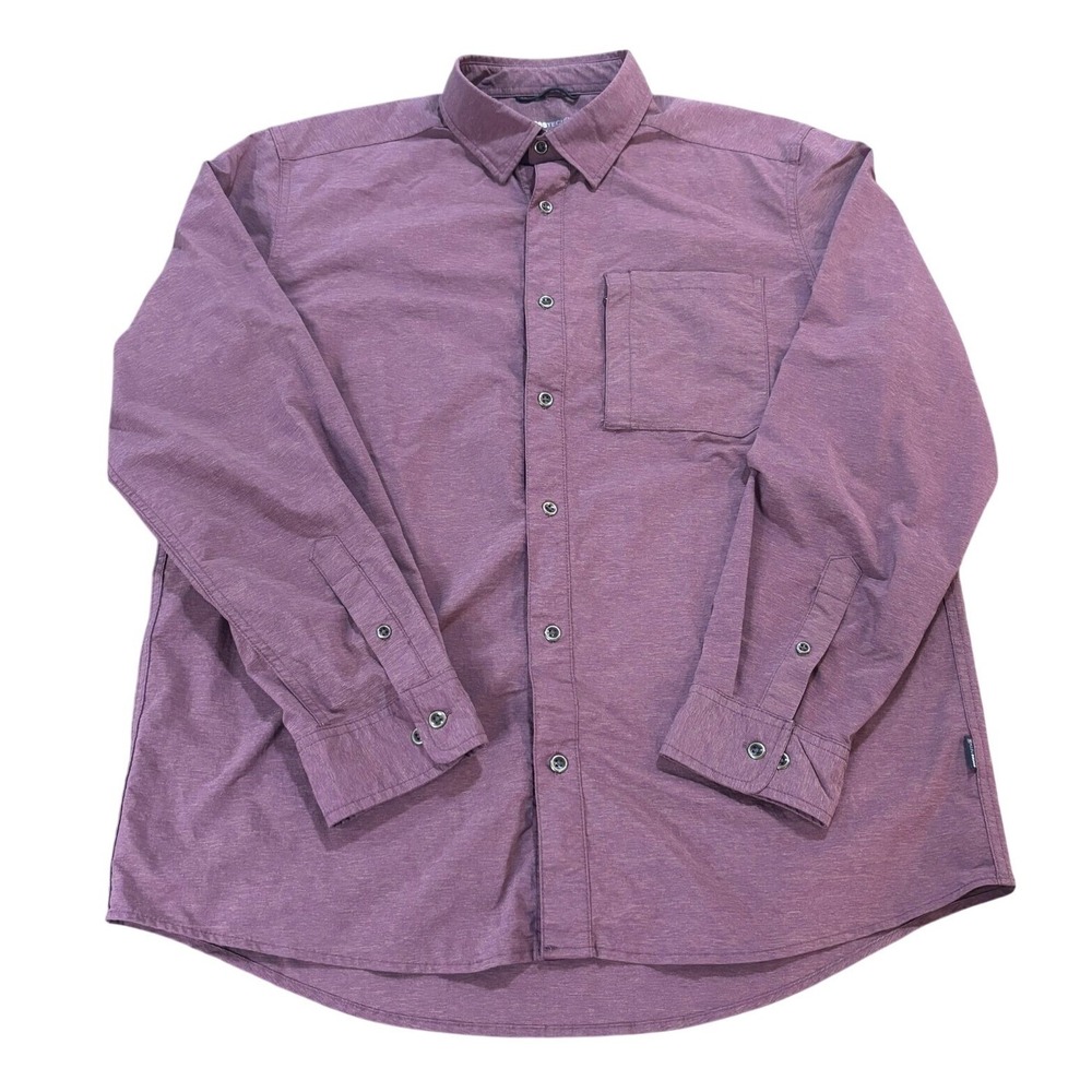 Swiss Tech Mens L Windsor Wine Stretch Button Down Outdoor Shirt SM48Y120